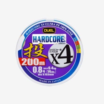 Плетеный шнур YO-ZURI DUEL PE HARDCORE X4 CAST 200m 4Color #0.8 (0.153mm) 6.4kg