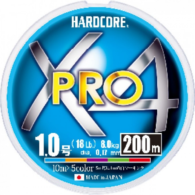 Плетеный шнур YO-ZURI DUEL PE HARDCORE X4 PRO 300m #0.8 5COLOR H3927 Плетеный шнур YO-ZURI DUEL PE HARDCORE X4 PRO 300m #0.8 5COLOR H3927